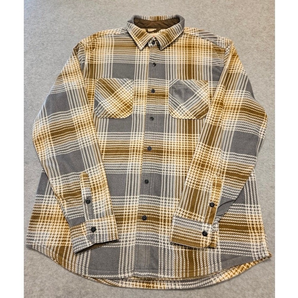 DAKOTA GRIZZLY | Heavyweight Mustard Gold & Gray Flannel Shirt Men's XL